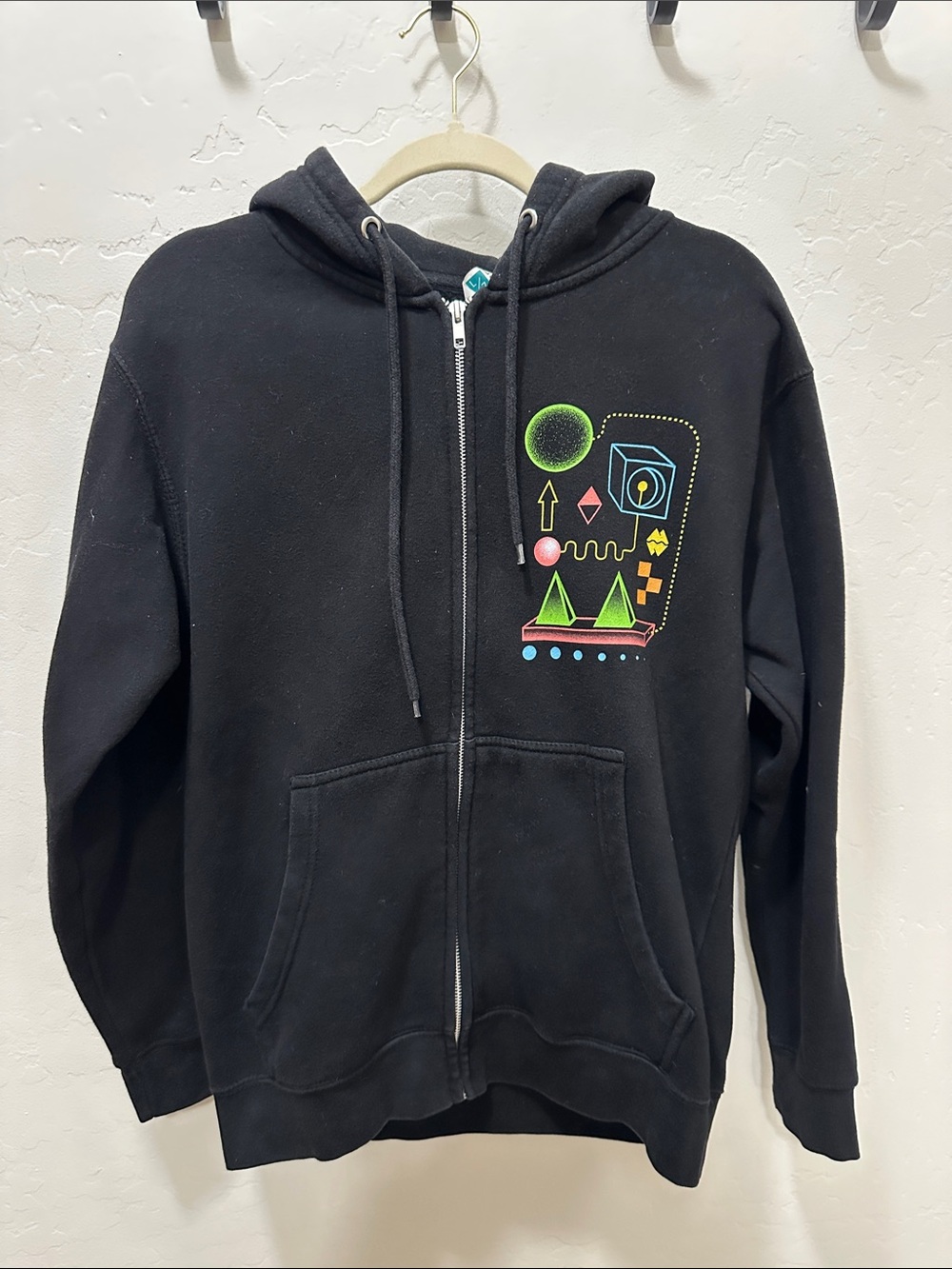 Meow Wolf Official Merch Lane Seven Black Graphic Zip Up Hoodie Sweatshirt M